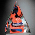 Art Crystal - #7210 Swirl Pyramid - Red/Blue 4"